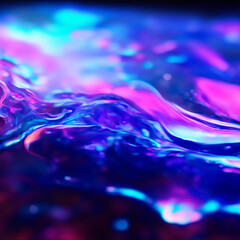 Abstract blue and pink liquid water surface as background - futuristic design and science concept. Deep holographic waters