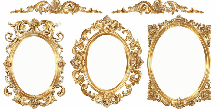 a set of three gold frames with ornate designs