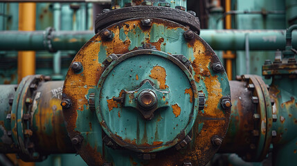 old rusty metal wheel in factory - obrazy, fototapety, plakaty