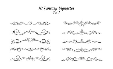 10 fantasy text delimiters, borders or vignettes