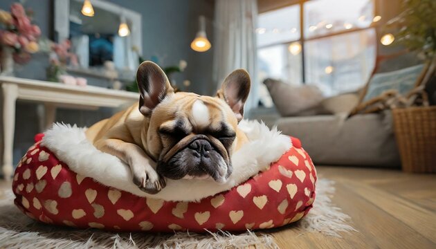 Num apartamento movimentado, um Bulldog Franc&ecirc;s dorme profundamente em sua cama fofa, suas rugas ador&aacute;veis ​​e sua express&atilde;o sonolenta derretendo o cora&ccedil;&atilde;o de todos ao seu redor. 