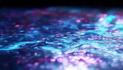 Grainy iridescent holographic gradient background. Psychedelic colourful pattern for your business and brand. Trippy moving water glossy texture. Glass holo lilac colours. Modern artificial image.