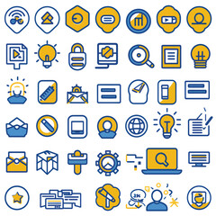 a bunch of different icons that are on a white background