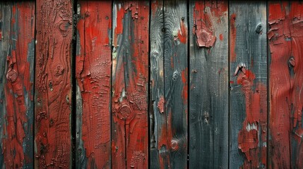 A weathered wooden fence in a brick hue