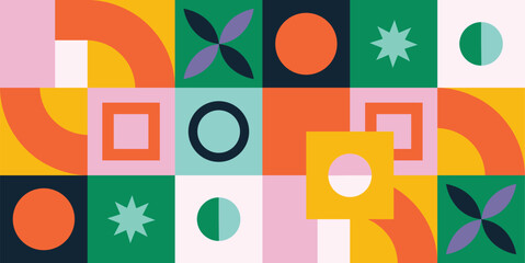 Geometric pattern simple shapes vector illustration colored seamless pattern for corporate identity banner poster packaging
