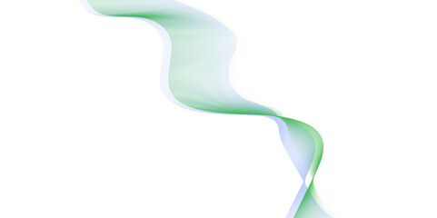 Abstract curved green long lines on white. Creative line art. Vector illustration. Curved smooth ribbon.