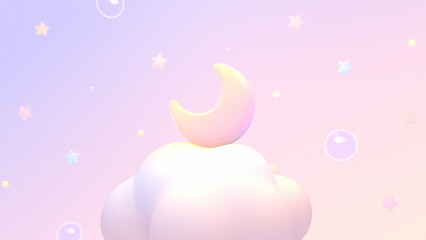 3d rendered pastel moon sky.
