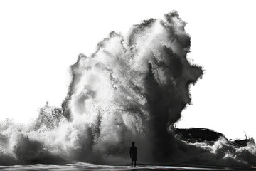 PNG A Tsunami monochrome outdoors nature - obrazy, fototapety, plakaty