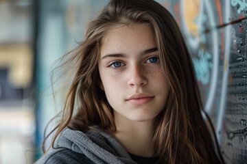 Obraz premium Portrait of a young female high school student