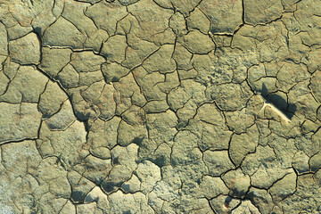 The ground cracked due to dryness in the dry season