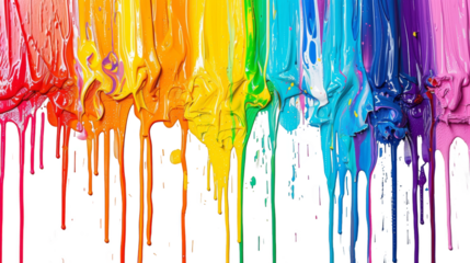 Multicolored Paint Dripping Down Transparent Background