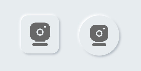 Webcam solid icon in neomorphic design style. Camera signs vector illustration.