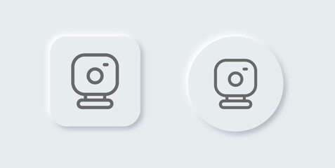 Webcam line icon in neomorphic design style. Camera signs vector illustration.