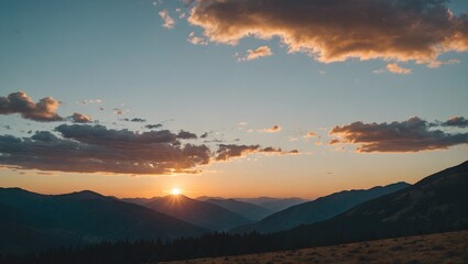 Naklejka premium Sunset mountains