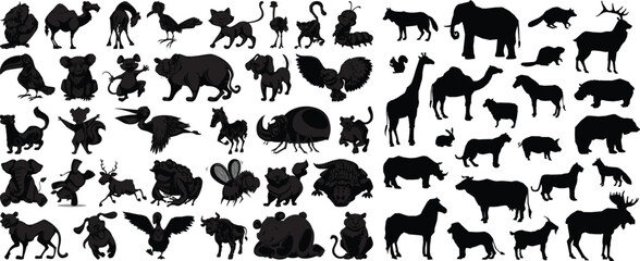 animal silhouette vector set illustration