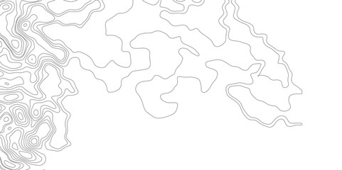 The stylized height of the topographic map contour in lines and contours. The concept of a conditional geography scheme and the terrain path. Black lines on a white background. Vector illustration.