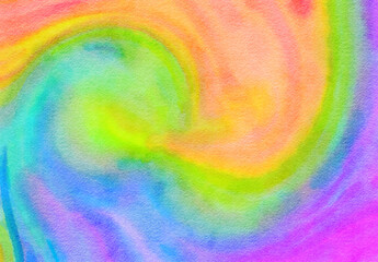 Rainbow tie dye watercolor paper background, abstract wet impressionist paint pattern, graphic design