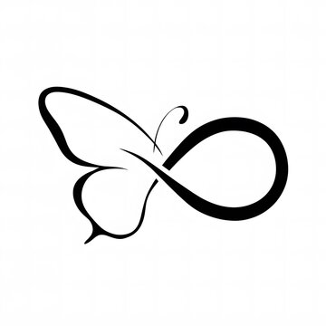 A captivating and sophisticated logo design, featuring a stylized butterfly silhouette delicately tracing around the infinite symbol
