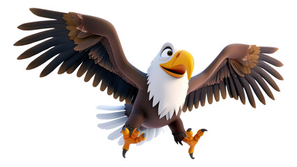 PNG 3D Illustration of flying eagle animal bird beak.