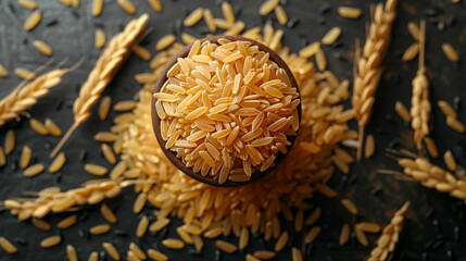 Naklejka premium Generative ai illustration of a Brown rice uncooked