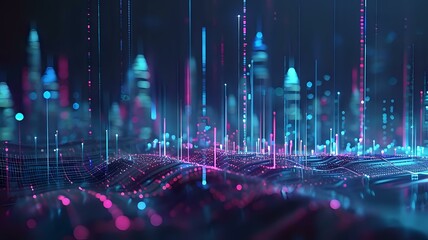 Fototapeta premium Illuminated Data Pulse in Urban Environment