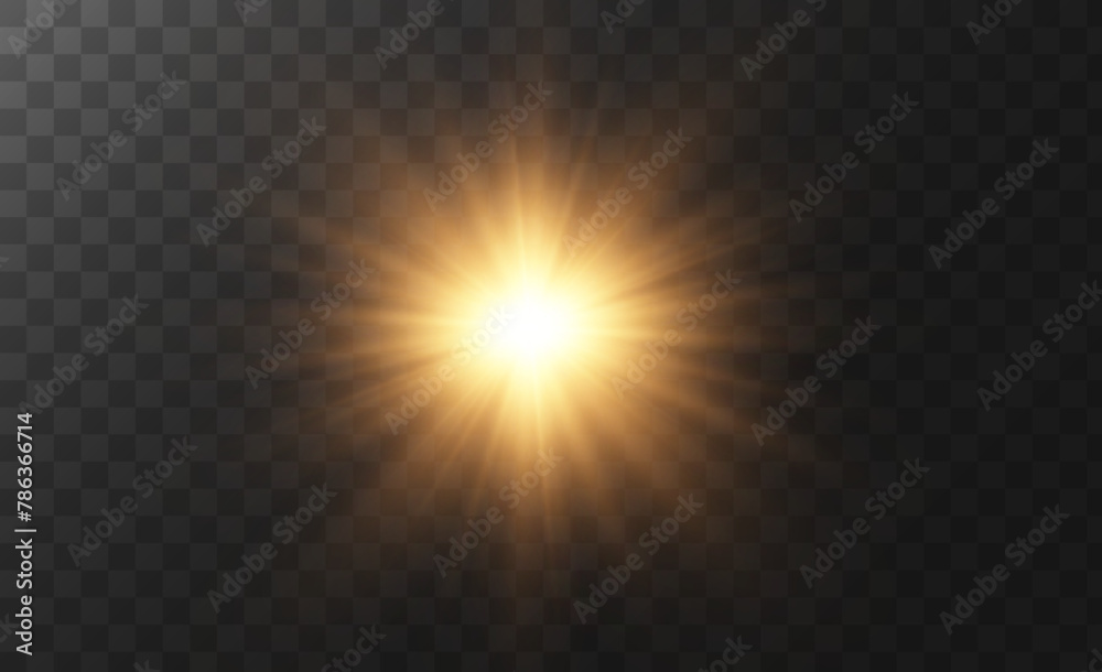 Wall mural the background is a beam of light or sunbeam vector. it features an abstract golden light that spark