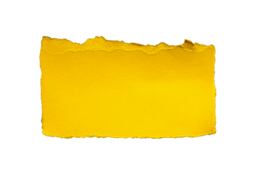 Ripped yellow paper piece on transparent background