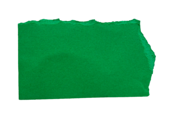 Ripped green paper piece on transparent background