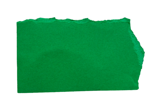 Ripped green paper piece on transparent background