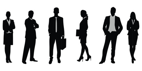 free Vector collection of businessman silhouettes in different poses