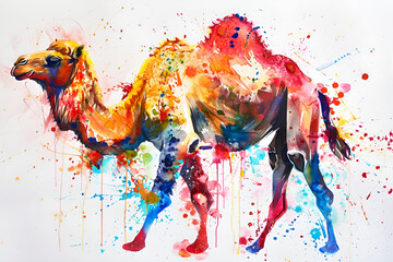 Eid ul Adha Watercolor Art: Camel Illustration .    Hand-painted Camel Art for Eid ul Adha - obrazy, fototapety, plakaty