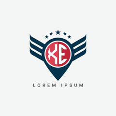 Fototapeta premium Luxury XE EX Letter Wing with Shield Logo template