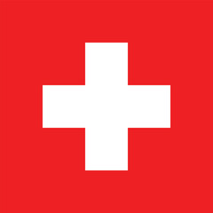 National flag of Switzerland original size and colors vector illustration, Swiss cross same Swiss flag, Schweizerfahne or drapeau de la Suisse and bandiera svizzera or bandiera de la Svizra