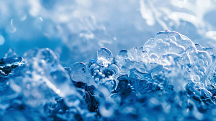 Frozen water can be clear or bluish white depending on - obrazy, fototapety, plakaty