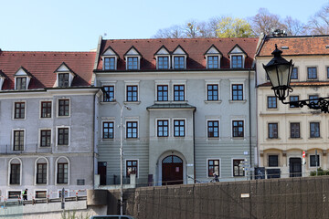 Architecture of Old town of Bratislava, Slovakia. Beautiful city on spring day. Travelling Europe concept. 
