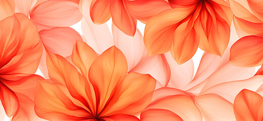 Abstract peach fuzz petals on white background. 2024 Trendy color. Spring concept. Can be used as background. Banner format.