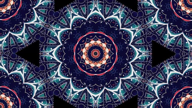 Enthralling seamless looping animation of an abstract kaleidoscope mandala, designed to mesmerize in 4k resolution