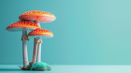 Nameko mushroom   pholiota nameko   pastel colored background for aesthetic appeal