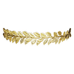 golden laurel wreath headband isolated on white - obrazy, fototapety, plakaty