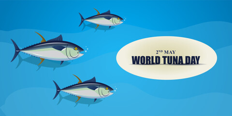 Vector illustration of World Tuna Day social media feed template
