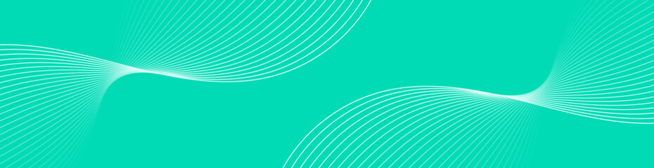 Abstract background with waves for banner. Web banner size. Vector background with lines. Element for design isolated on green. Green gradient. Spring, summer. Eco, nature