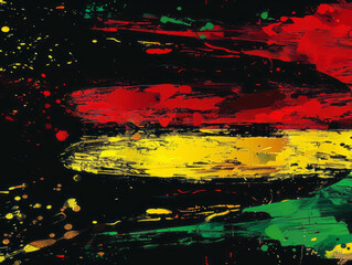 A black background features the colors red, green, and yellow of the African flag.