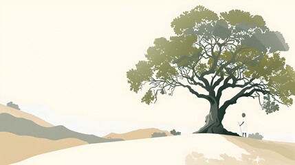 Digital of a Person Planting a Tree with a Vision of a Mighty Oak in the Background Capturing the Long Term Investment and Growth that Commitment