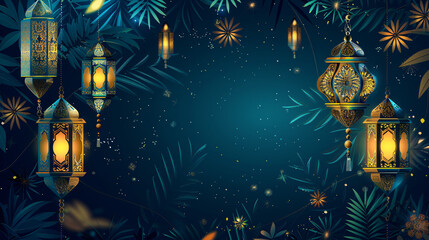 Gorgeous Ramadan banner with geometric lantern design