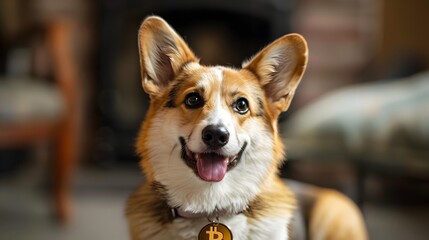 Playful Corgi Showcasing the Widespread Appeal of Cryptocurrency in a Hyper Digital Portrait
