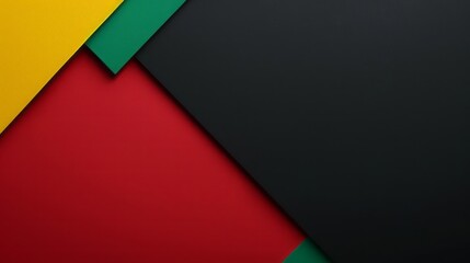 A black, red, green, and yellow background features color blocks.