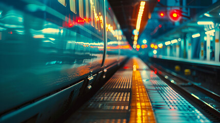 Fototapeta na wymiar moving train in subway