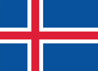 National flag of Iceland original size and colors vector illustration, islenski faninn or National Flag of Icelanders, Iceland flag - obrazy, fototapety, plakaty