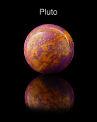 Model of Pluto on black background