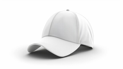 Realistic white baseball cap mockup on plain white background for professional display